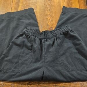 Mirth Black Wide Leg Linen Blend Lounge Pants